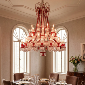 Brilliant Starry Crystal Chandelier - Arched Window Formal Dining Setup | HoaiLamp