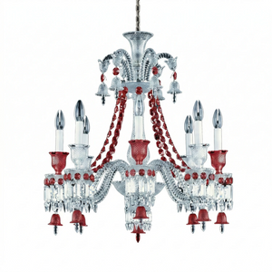 Brilliant Starry Crystal Chandelier - Crimson Single Tier Candle Style | HoaiLamp