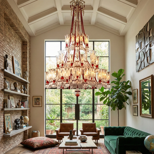 Brilliant Starry Crystal Chandelier - High Ceiling Vaulted Lounge Decor | HoaiLamp