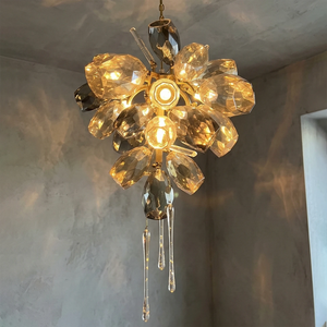 Britannica Luxury Stained Glass Chandelier - Gray Wall Studio Large Sculptural Statement Piece | HoaiLamp