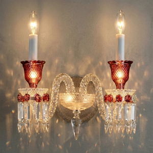 Caelum Apex Red Crystal Wall Lamp - Glowing Crimson Glass Cups | HoaiLamp