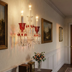 Caelum Apex Red Crystal Wall Lamp - Sophisticated Hallway Passage Light | HoaiLamp