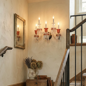 Caelum Apex Red Crystal Wall Lamp - Grand Staircase Landing Accent | HoaiLamp