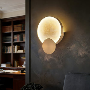 Celestial Jupiter Natural Alabaster Wall Sconce - Executive Study & Bookshelf Sconce | HoaiLamp