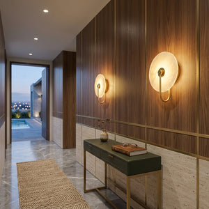 Celestial Round Alabaster Sconce - Elegant Hallway Corridor Passage | HoaiLamp