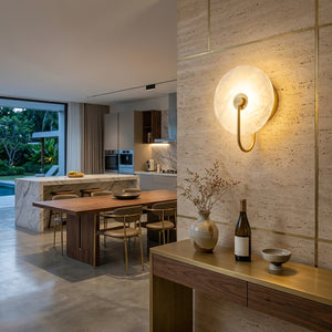 Celestial Round Alabaster Sconce - Contemporary Open Concept Kitchen | HoaiLamp