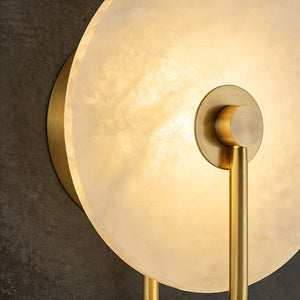 Celestial Round Alabaster Sconce - Translucent Veined Stone Texture | HoaiLamp