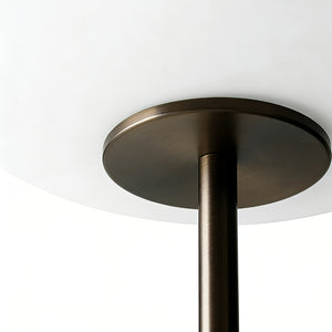 Chic Minimalist Round Marble Floor Light - Dark Bronze Metal & Glass Shade Connector Detail | HoaiLamp