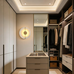Circular Alabaster Wall Lamp With Brass Bar - Walk-in Closet Dressing Room | HoaiLamp