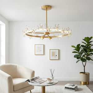 Circular Crystal Plum Blossom Ceiling Light - Cozy Reading Corner Soft Boucle Armchair | HoaiLamp