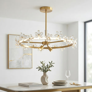Circular Crystal Plum Blossom Ceiling Light - French Chic Dining Room Minimalist Artwork | HoaiLamp