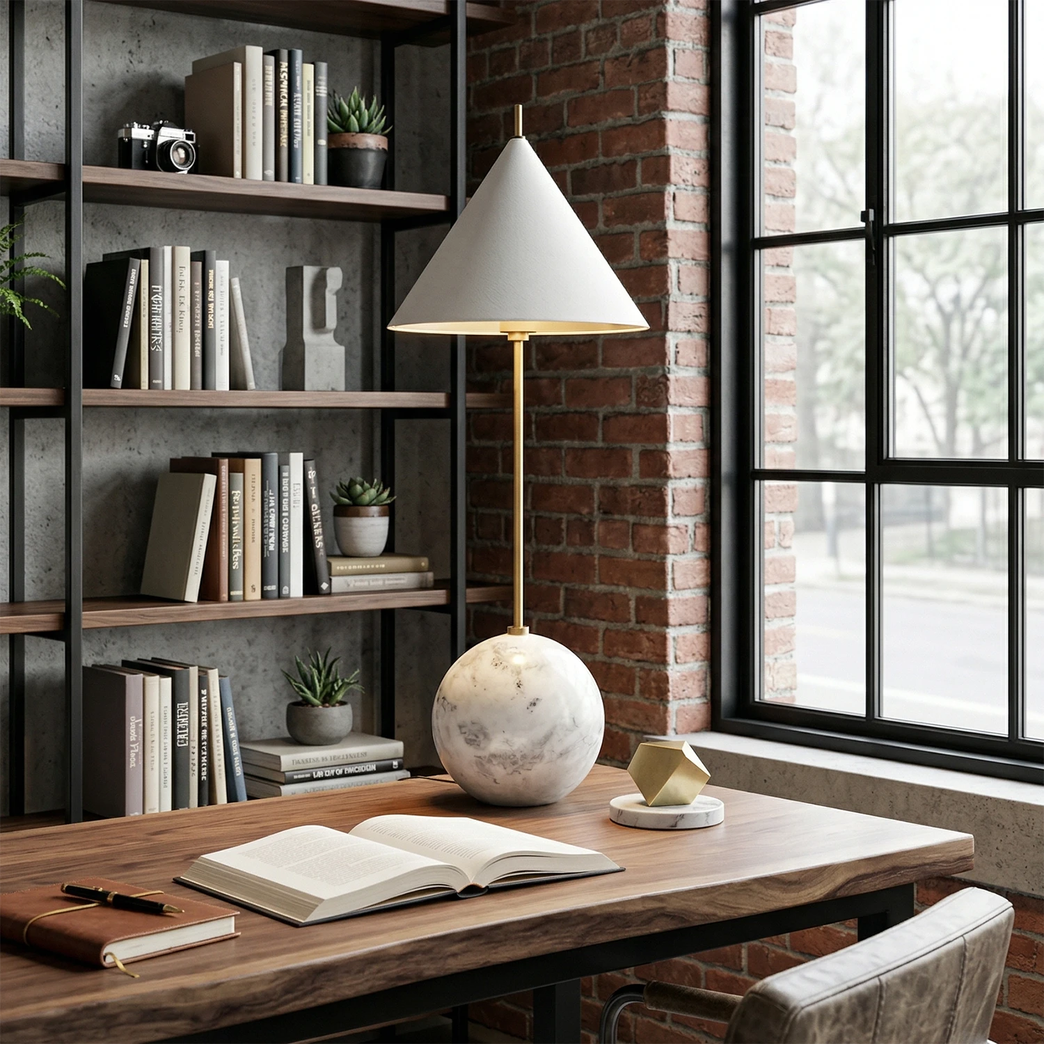Cleon Orb Base Table Lamp - Industrial Loft & Home Office Profile | HoaiLamp