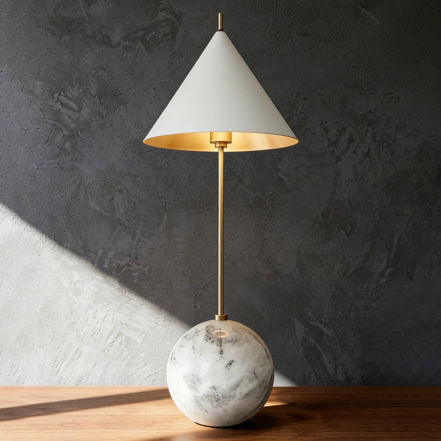 Cleon Orb Base Table Lamp - Minimalist Marble Base in Studio Profile | HoaiLamp