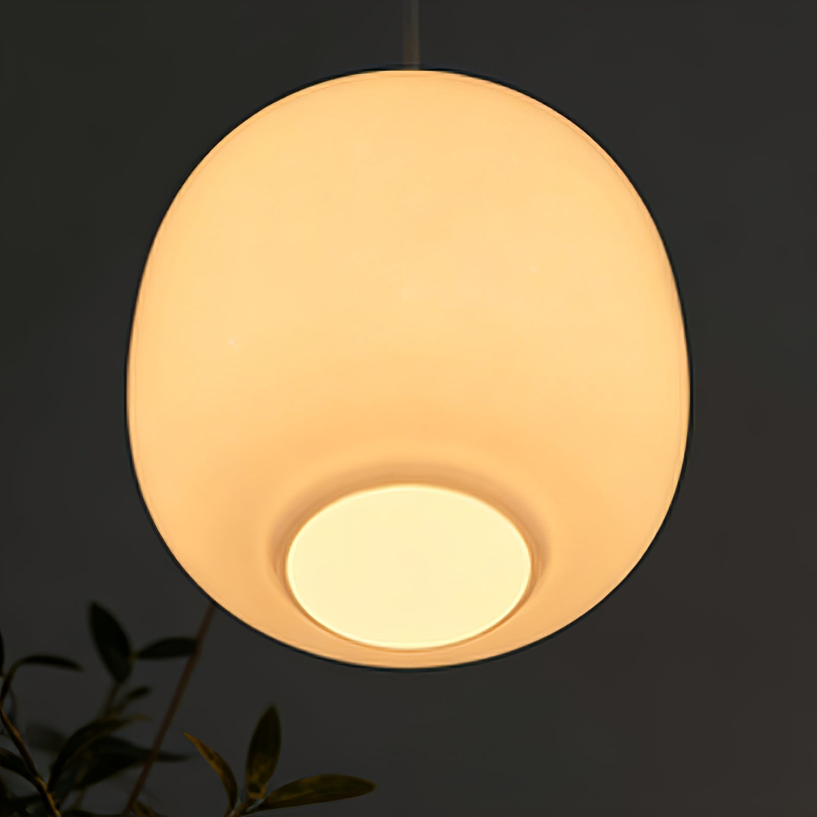 Contemporary Opal Glass Pendant Lamp - Dark Environment Bottom-Up Glowing Diffused Ray | HoaiLamp