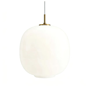 Contemporary Opal Glass Pendant Lamp - Pure Alabaster Globe Shape Isolated Product SKU | HoaiLamp