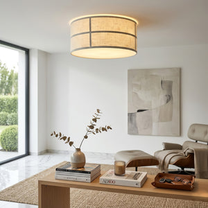 Crosshatch Linen Fabric Ceiling Light - Bright Contemporary Apartment Coffee Table Decor | HoaiLamp