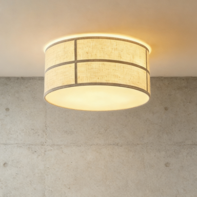 Crosshatch Linen Fabric Ceiling Light - Minimalist Architectural Concrete Wall Backdrop | HoaiLamp