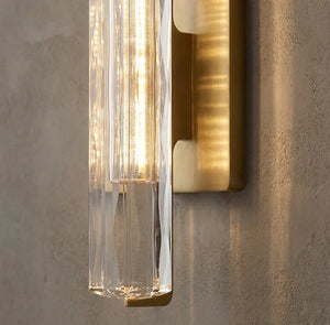 Crystal Prism Wall Sconce Light Fixture - Detailed Crystal & Brass Profile | HoaiLamp