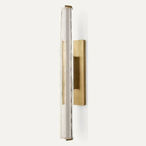 Crystal Prism Wall Sconce Light Fixture - Full Length Aged Brass Profile | HoaiLamp
