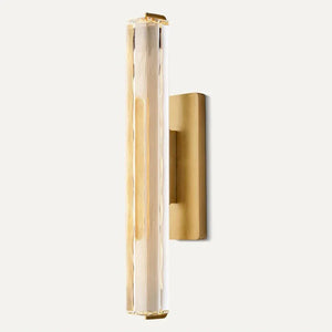 Crystal Prism Wall Sconce Light Fixture - Classic Aged Brass Medium Length Sconce | HoaiLamp
