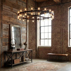 CrystalRay Linear Chandelier Series - Industrial Loft Foyer Brick Wall Console Table | HoaiLamp