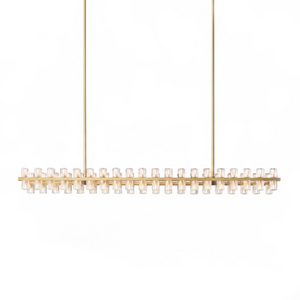 CrystalRay Linear Chandelier Series - Studio White Background Linear Island Chandelier Gold Unlit | HoaiLamp
