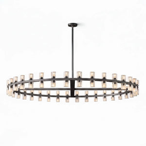 CrystalRay Linear Chandelier Series - Studio White Background Single Tier Large Ring Black Unlit | HoaiLamp