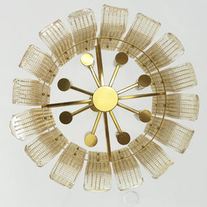 Curved Glass Slat Drum Wall Lamp - Bottom View Wide Sunburst Array Glass Configuration | HoaiLamp