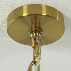 Curved Glass Slat Drum Wall Lamp - Close Up Brushed Gold Brass Ceiling Canopy Mount | HoaiLamp