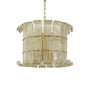 Curved Glass Slat Drum Wall Lamp - Studio White Background Wide Drum Multi Tier Unlit | HoaiLamp