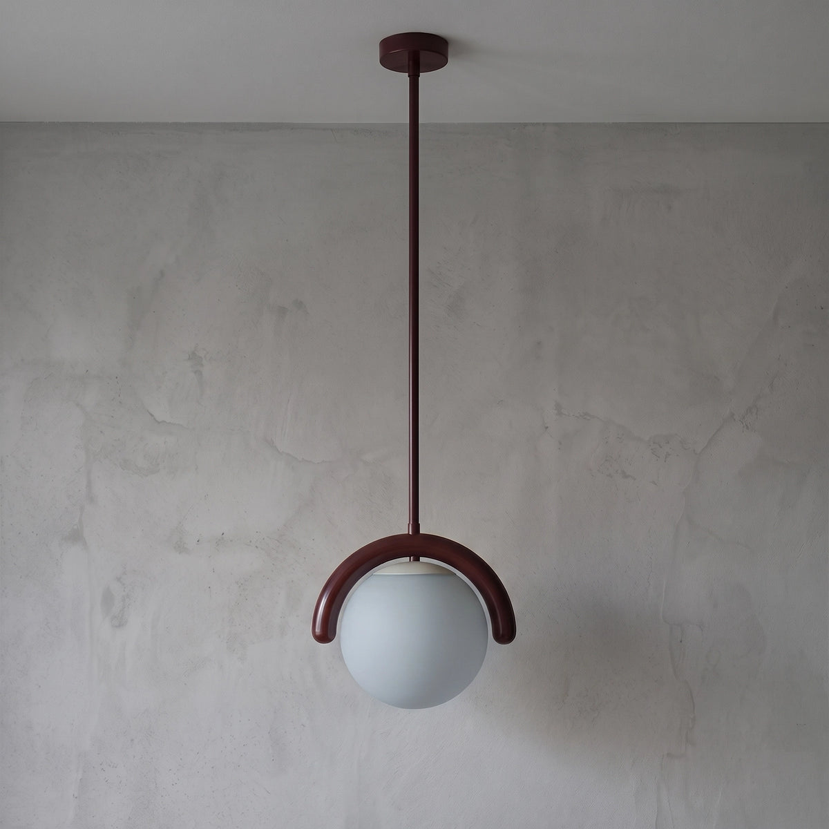 Curved Linear Opal Globe Pendant - Reddish Brown Single Globe | HoaiLamp