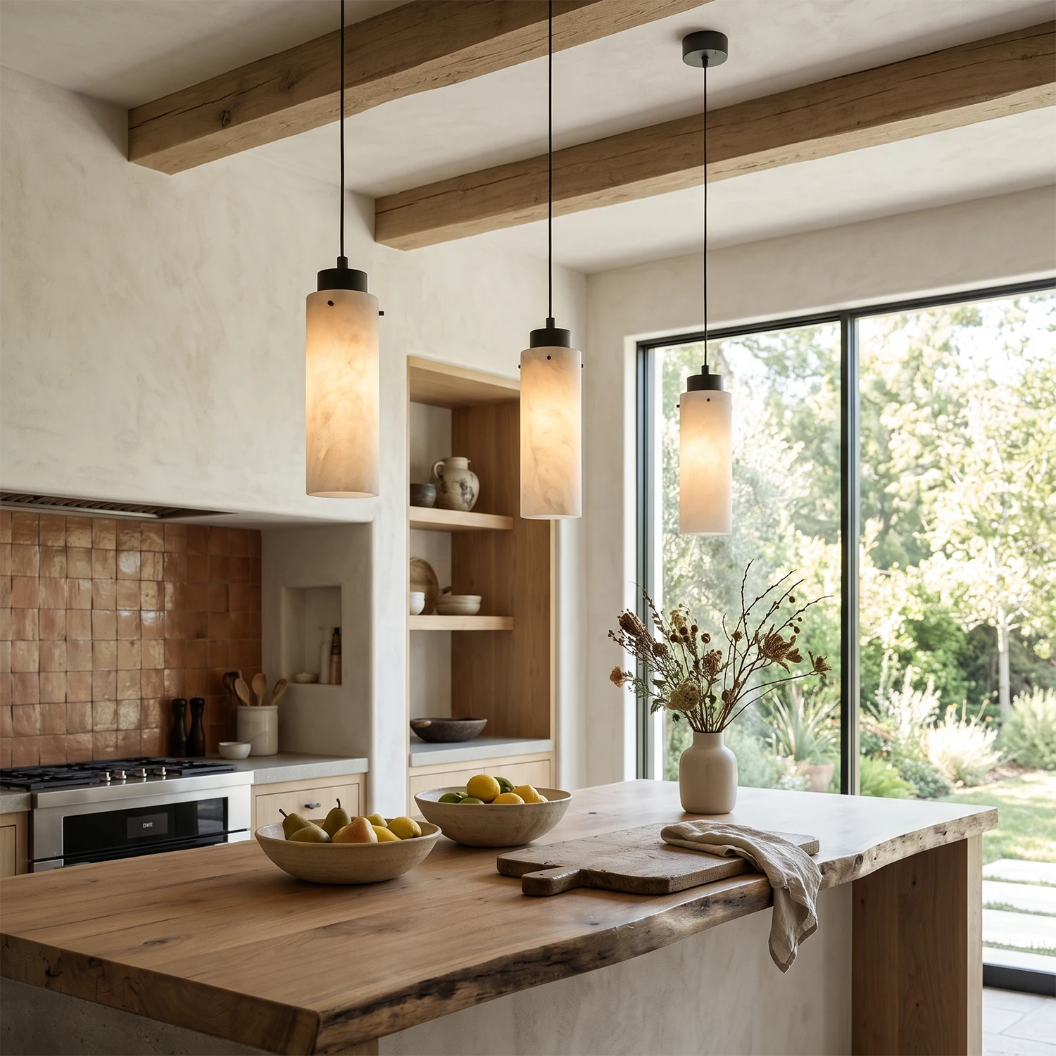Cylinder Alabaster Pendant Light