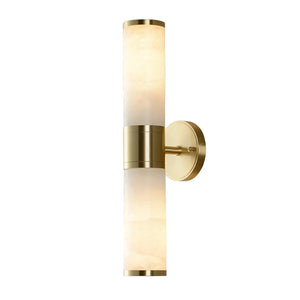 Cylindrical Alabaster Wall Lamp - Elegant Double-Light Pillar on White Background | HoaiLamp