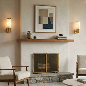 Cylindrical Alabaster Wall Lamp - Symmetrical Fireplace Mantle Illumination | HoaiLamp