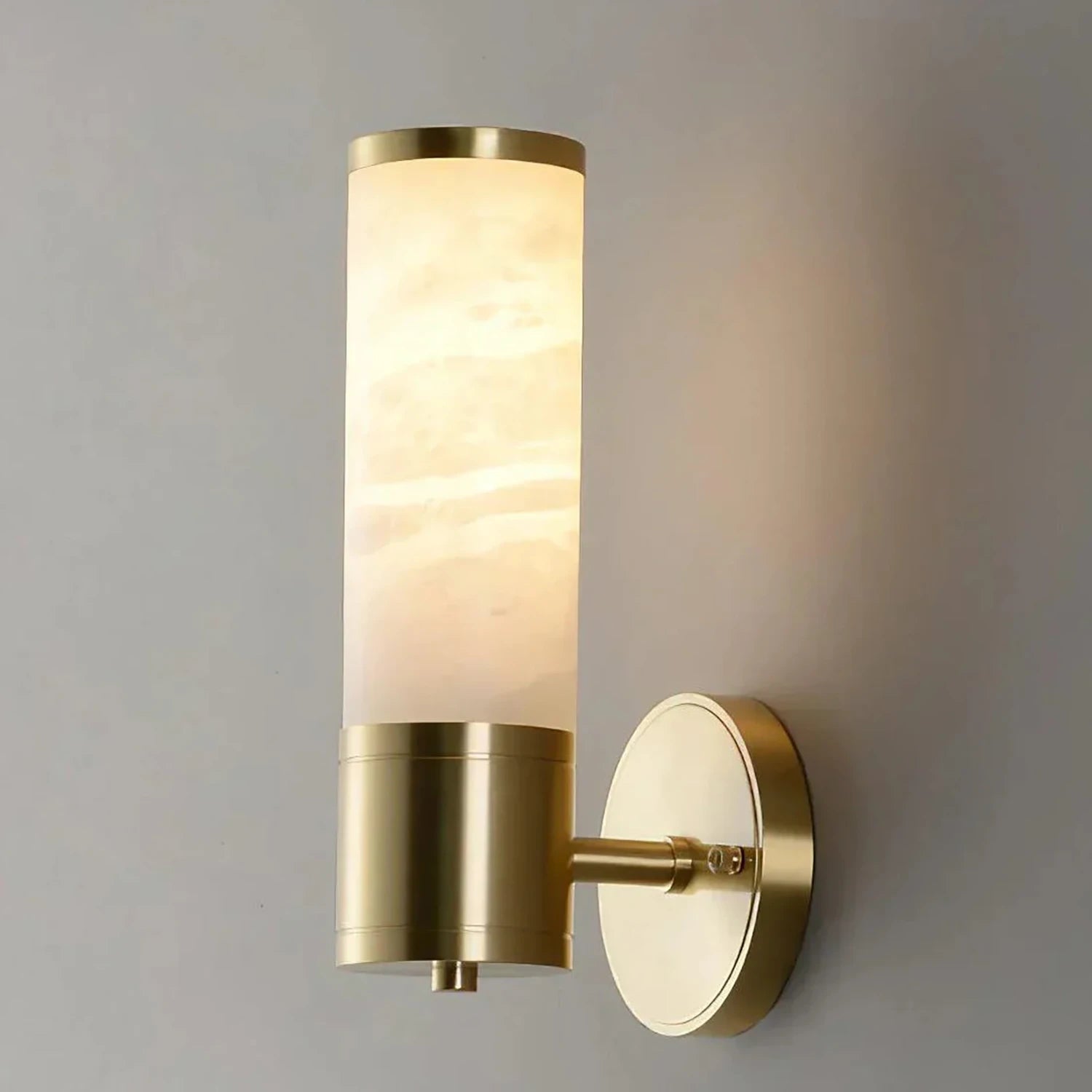Cylindrical Alabaster Wall Lamp - Minimalist Art Deco Vertical Profile | HoaiLamp