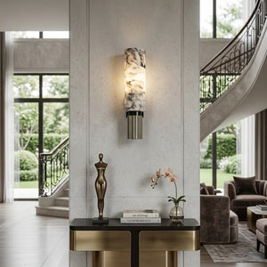 Cylindrical Marble Wall Lamp - Sophisticated Foyer Entrance Glow | HoaiLamp