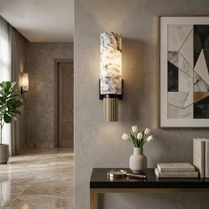 Cylindrical Marble Wall Lamp - Luxury Hallway Gallery Lighting | HoaiLamp