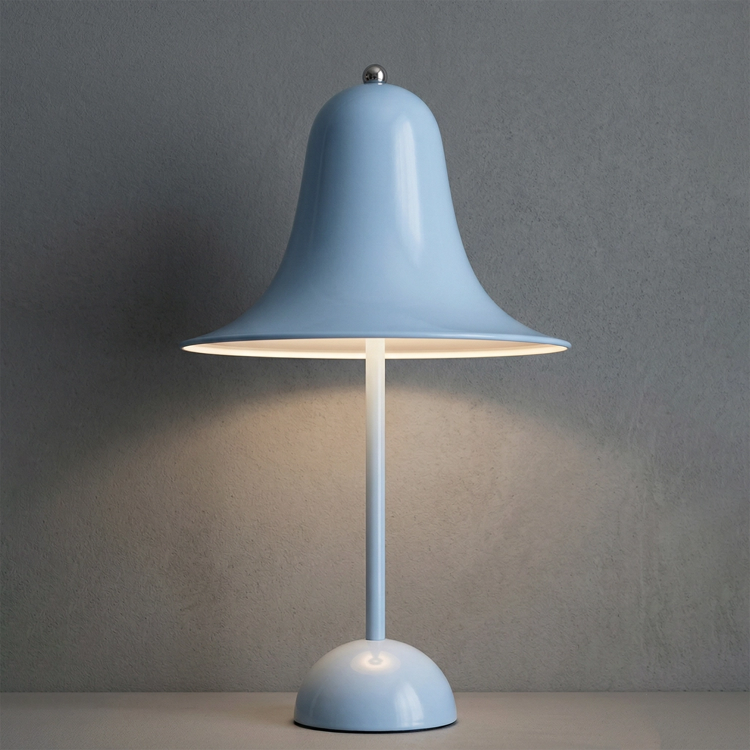 Danish "Bell" Portable Table Lamp - Minimalist Light Blue Studio Vignette Backdrop | HoaiLamp