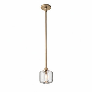 Demare Halo Crystal Ring Chandelier - Studio White Background Single Pendant Aged Brass | HoaiLamp