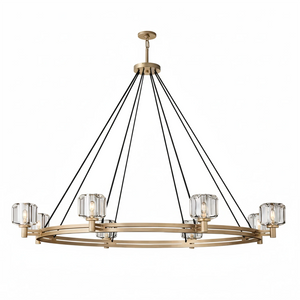 Demare Halo Crystal Ring Chandelier - Studio White Background Xlarge 12 Light Aged Brass | HoaiLamp
