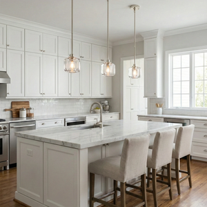 Demare Halo Crystal Ring Chandelier - White Kitchen Island Marble Countertop Linear Pendants | HoaiLamp