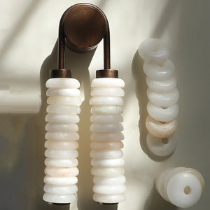 Spiral Alabaster Wall Lamp - Art Deco Brass Profile | HoaiLamp Raw Alabaster Material & Component Showcase