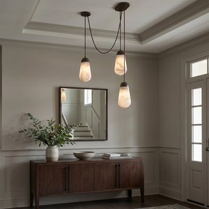 Droplet Alabaster Multi-Light Chandelier By Hoailamp-3-Light-Cascade-Entryway-Foyer-Console-Table
