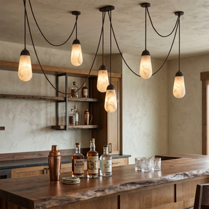 Droplet Alabaster Multi-Light Chandelier By Hoailamp-6-Light-Black-Canopy-Spider-Layout-Home-Bar-Counter