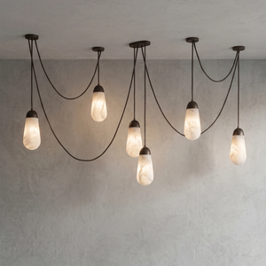 Droplet Alabaster Multi-Light Chandelier By Hoailamp-6-Light-Black-Wide-Spider-Swag-Ceiling-Coverage