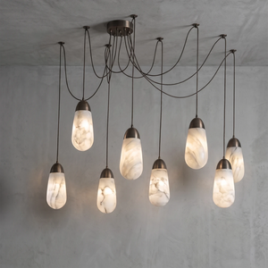 Droplet Alabaster Multi-Light Chandelier By Hoailamp-5-Light-Brass-Wide-Spider-Swg-Ceiling-Coverage