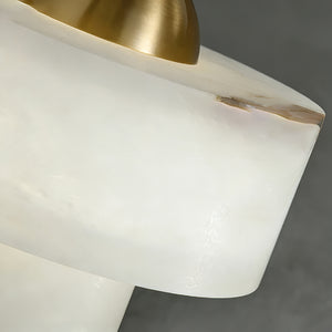 Dual Pillar Natural Alabaster Table Lamp - Hand-Carved Natural Stone Edge | HoaiLamp