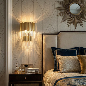 Empire Crystal Wall Lamp - Art Deco Bedroom Shadow Effect Sunburst Decor | HoaiLamp