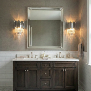 Empire Crystal Wall Lamp - Master Bathroom Vanity Chrome Sconces Shaker Cabinets | HoaiLamp