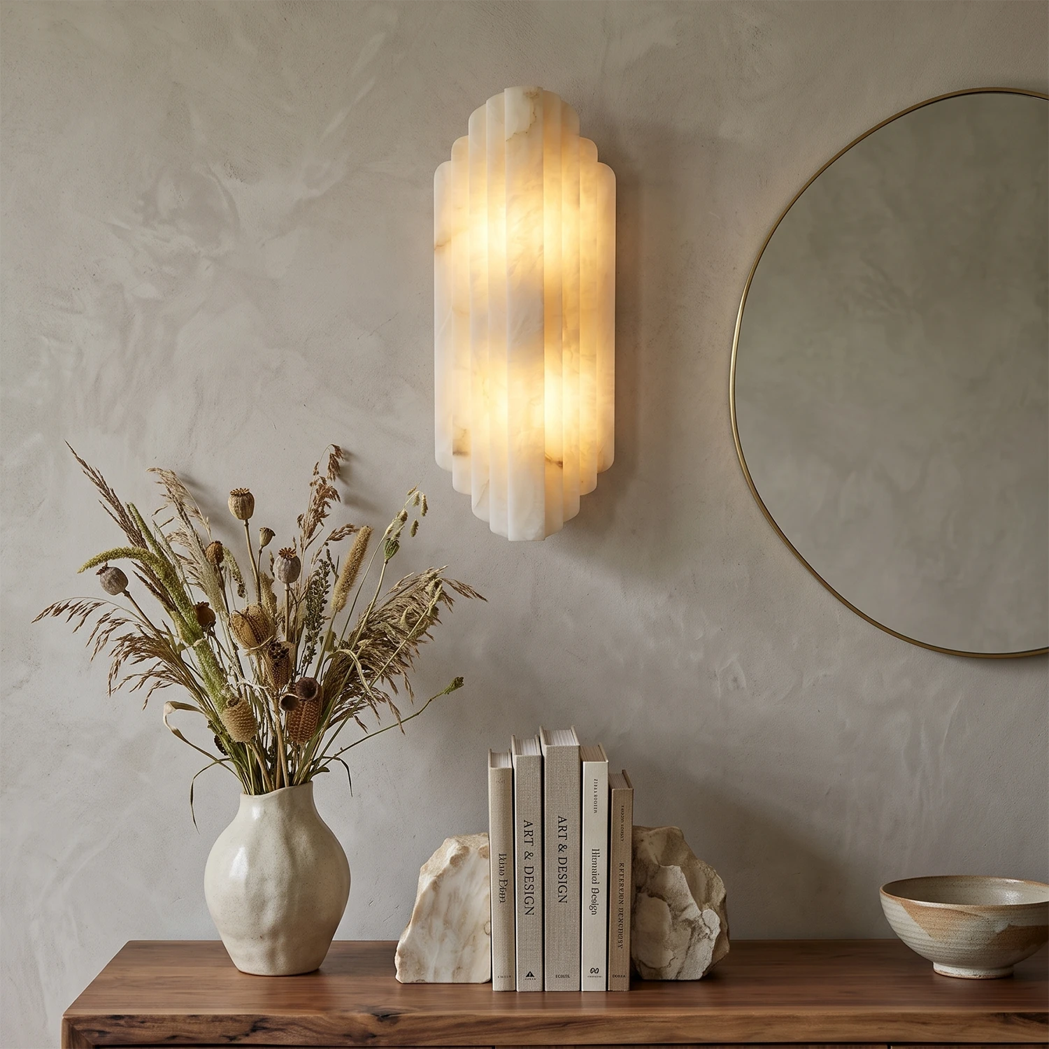 Estella Art Deco Alabaster Wall Sconce